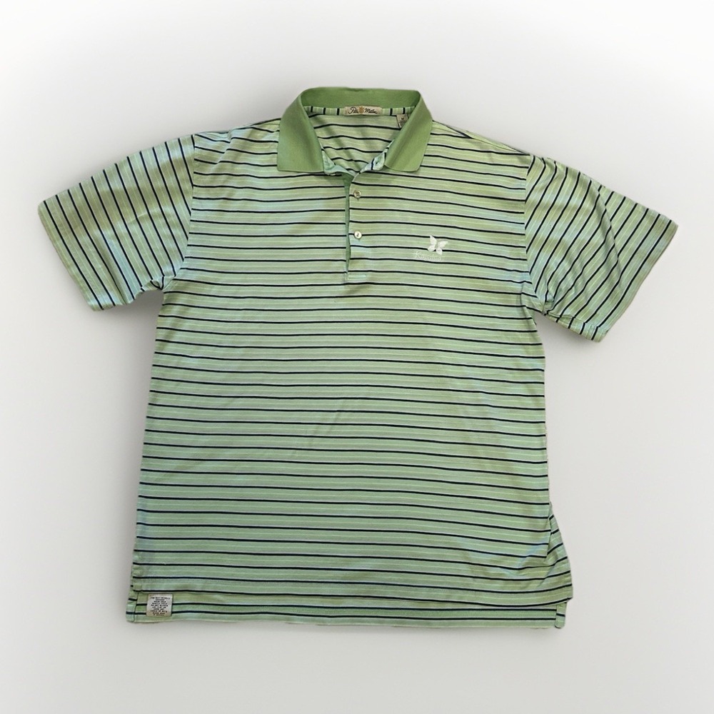 Peter Millar‎ Shirt Mens Cotton Striped Green Polo Golf KAPALUA Size M